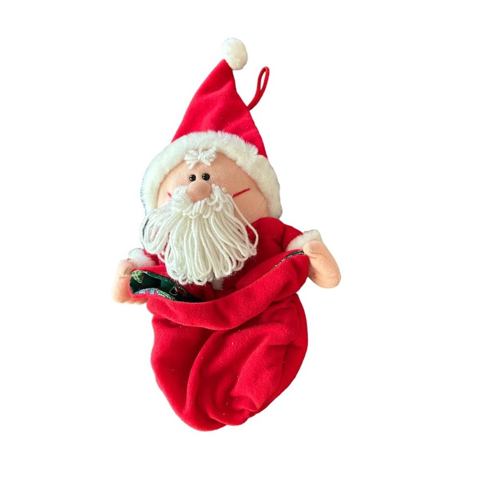 Showtime Santa Claus Plush Holiday Gift Bag 10" Red & White Christmas Decoration